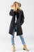 Deepest Navy Women&#39;s Merino Wool and Cashmere Swing Coat with Buttons
