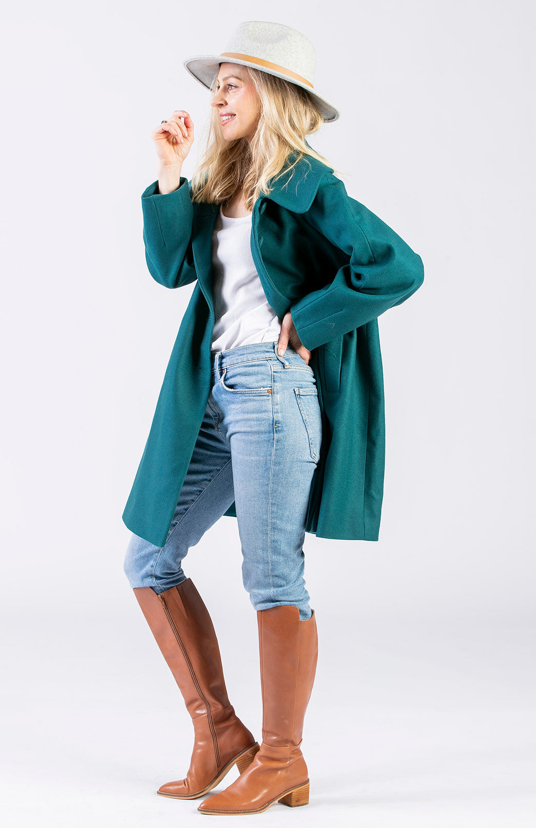 Green hot sale swing coat