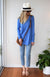 Cornflower Blue Women&#39;s Merino Wool Long Sleeve Top with Raglan Sleeves
