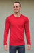 Flame Red Men&#39;s Merino Wool Long Sleeve Midweight Crew Neck Top
