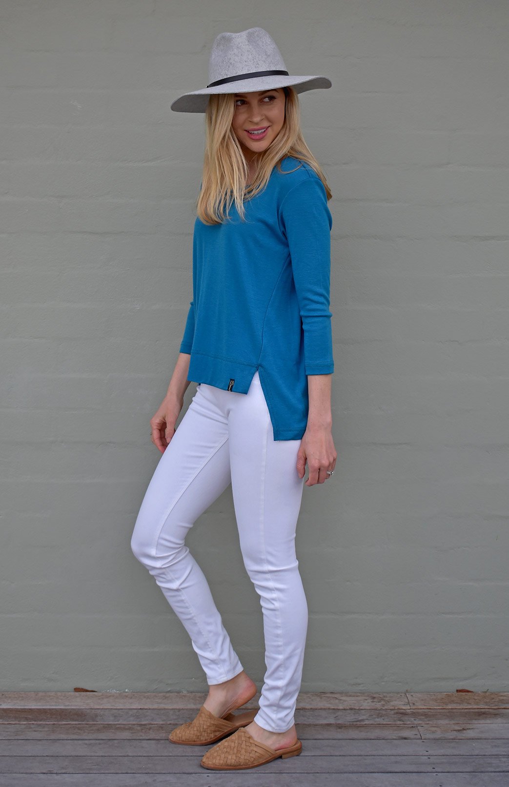 Women's Merino Wool 3/4 Sleeve Fashion Top