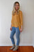 Mustard Yellow Women&#39;s Merino Wool High-Low Top with 3/4 Sleeves
