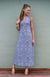 Blue Grey Abbey Floral Women&#39;s Merino Wool Sleeveless Boat Neck Dress
