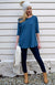 Storm Teal Women&#39;s Merino Wool Flutter Top with 3/4 Sleeves
