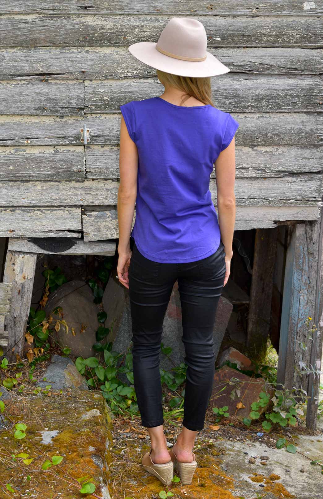 Cap Sleeve T Shirt Womens Purple Organic Cotton Cap Sleeve T Shirt